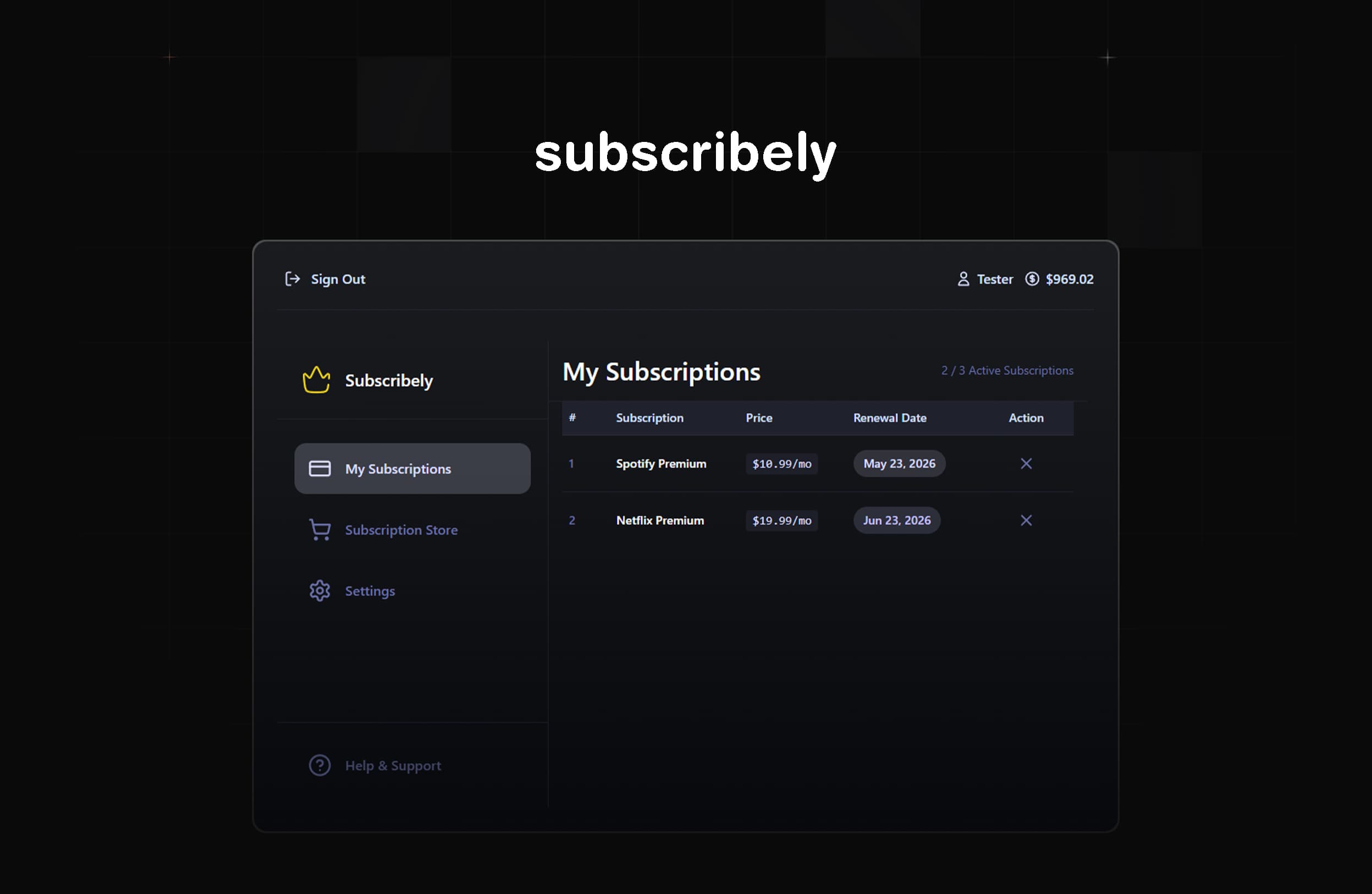 Subscribely - Subscription Manager