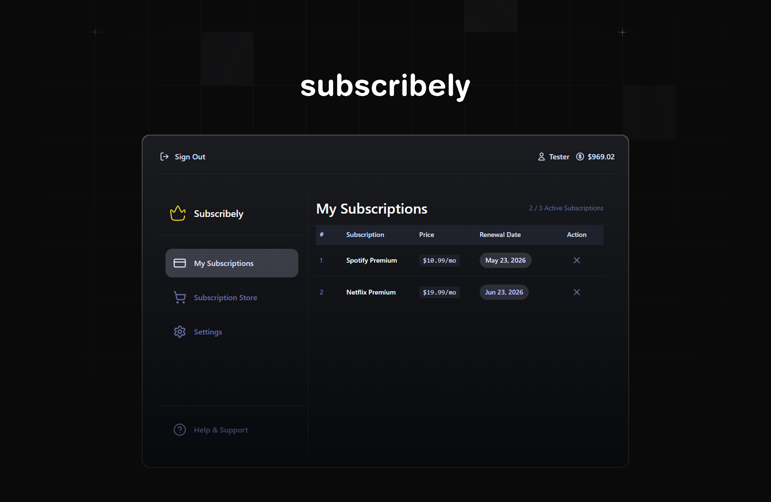 Subscribely - Subscription Manager